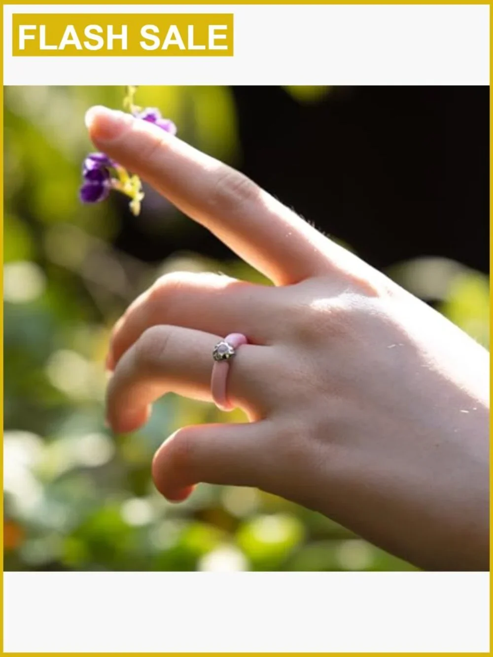 Set of 3 Silicone Wedding Bands - Flower Shape Rubber Rings for Women